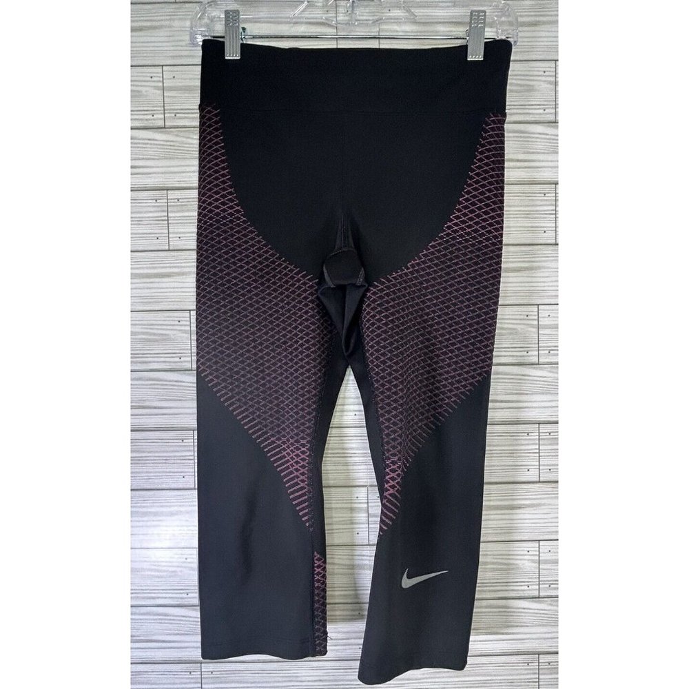 Nike Dri Fit Running Capri Leggings/yoga Pants Black Size Medium Womens Blk/Pink